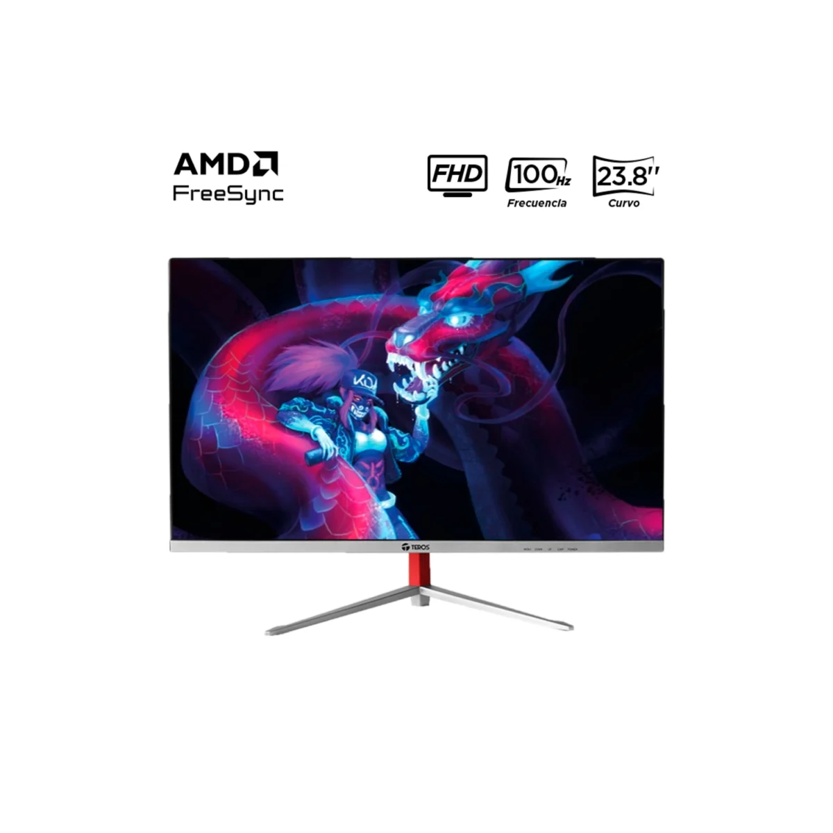 Monitor Teros TE-2402S Gaming 23.8" Curvo VA FHD (1920 x 1080) 100Hz 1ms Ficha USA