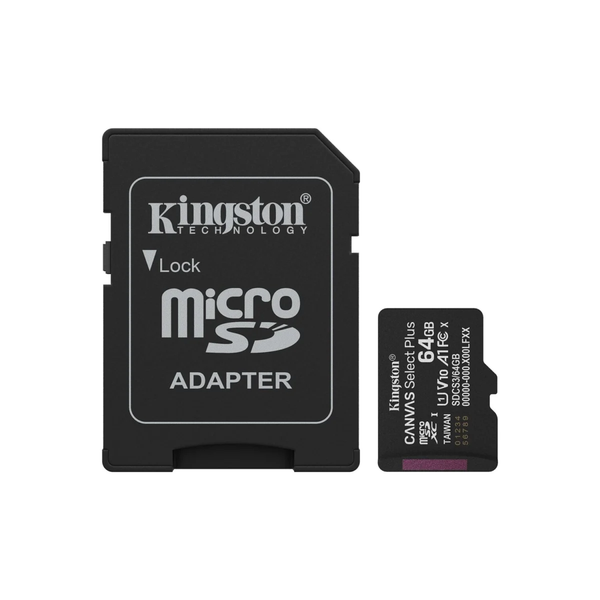 Tarjeta de Memoria KINGSTON Canvas Select Plus MicroSDXC 64GB Gen3 A1 100MB/s c/adaptador