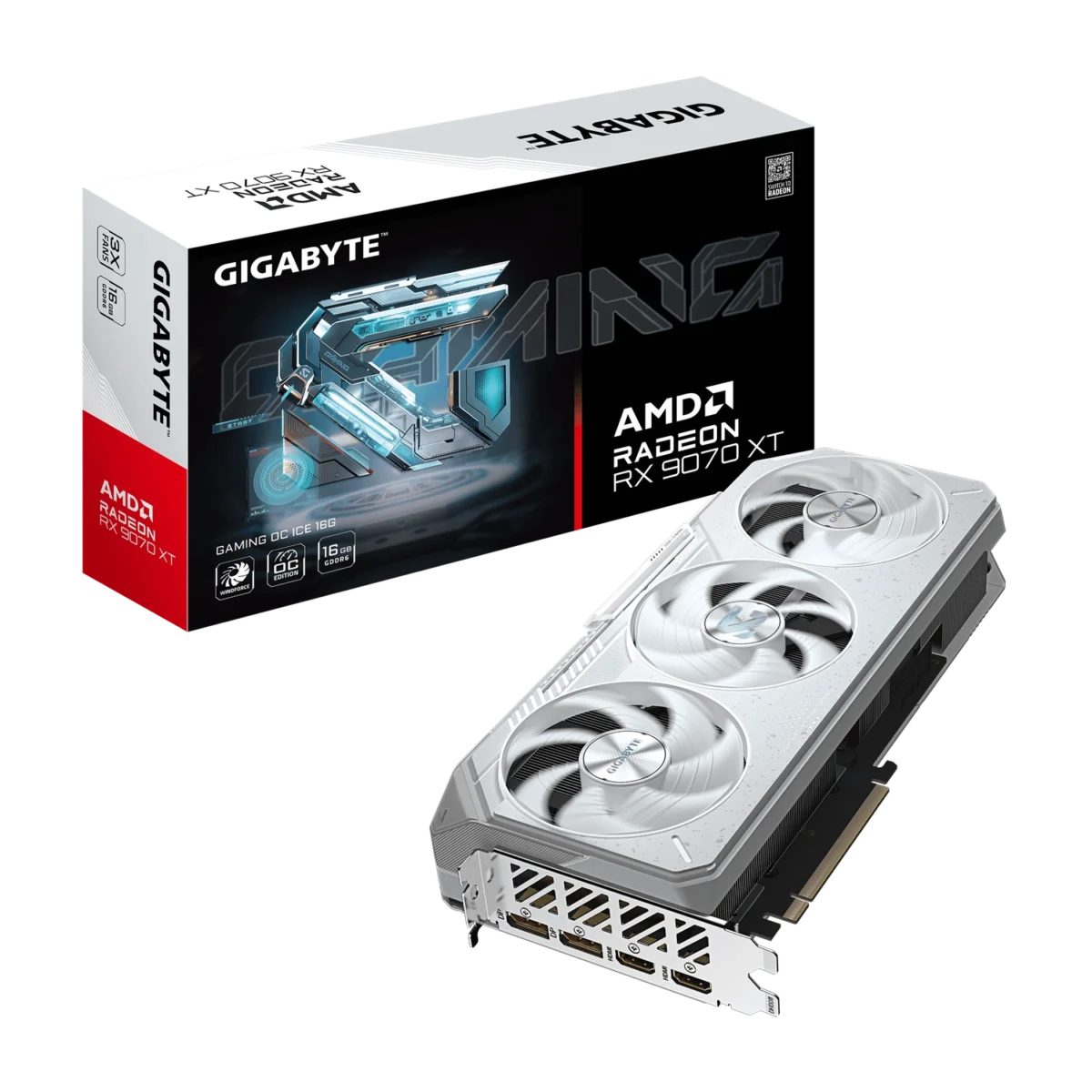 Placa de Video GIGABYTE Radeon RX 9070 XT GAMING OC ICE 16G